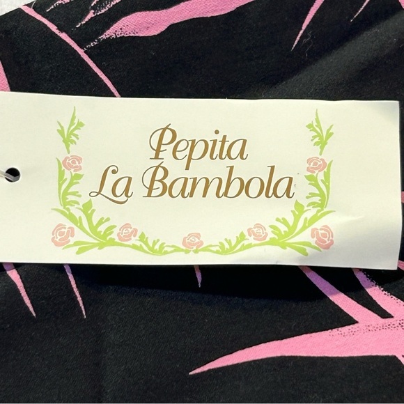 VTG Pepita La Bambola A-Line Hip Hugger Stretch Palm Print Skirt Jr Large NWT - Picture 11 of 12